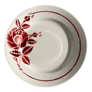 Set of 4 plates Sylvain Moulins des Loups burgundy rose decoration