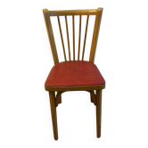Chaise bistrot BAUMANN bois et simili cuir rouge
