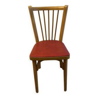 Chaise bistrot BAUMANN bois et simili cuir rouge