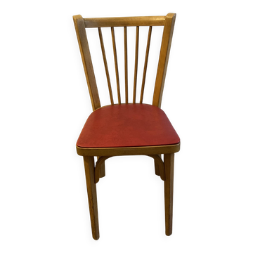 BAUMANN bistro chair in wood and red faux leather