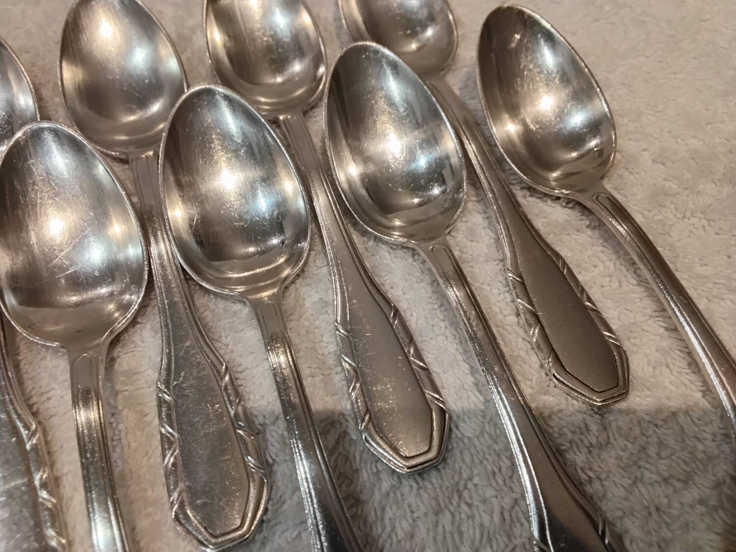10 cuillères à café en métal argenté orfèvre SFAM style art deco