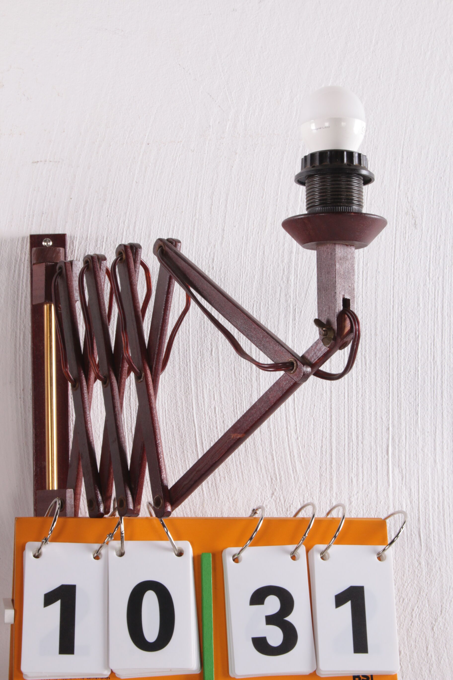 Vintage wall harmonica lamp teak Danish design, 1960