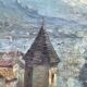 Ancient painting , Swiss landscape, signed and dated 1894