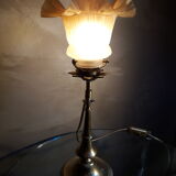 Lampe calice, pied laiton et tulipe verre, 1930
