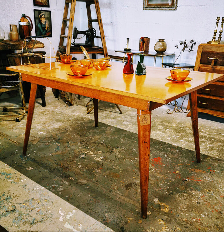 Vintage  table with compass feet 1960s