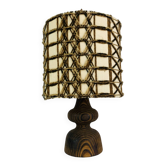 Temde Leuchten brutalist lamp, wood and wool from the 1960s.