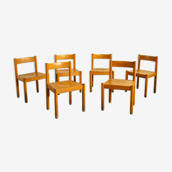 Série de 6 chaises, France 1960