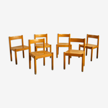 Series of 6 chairs, France 1960