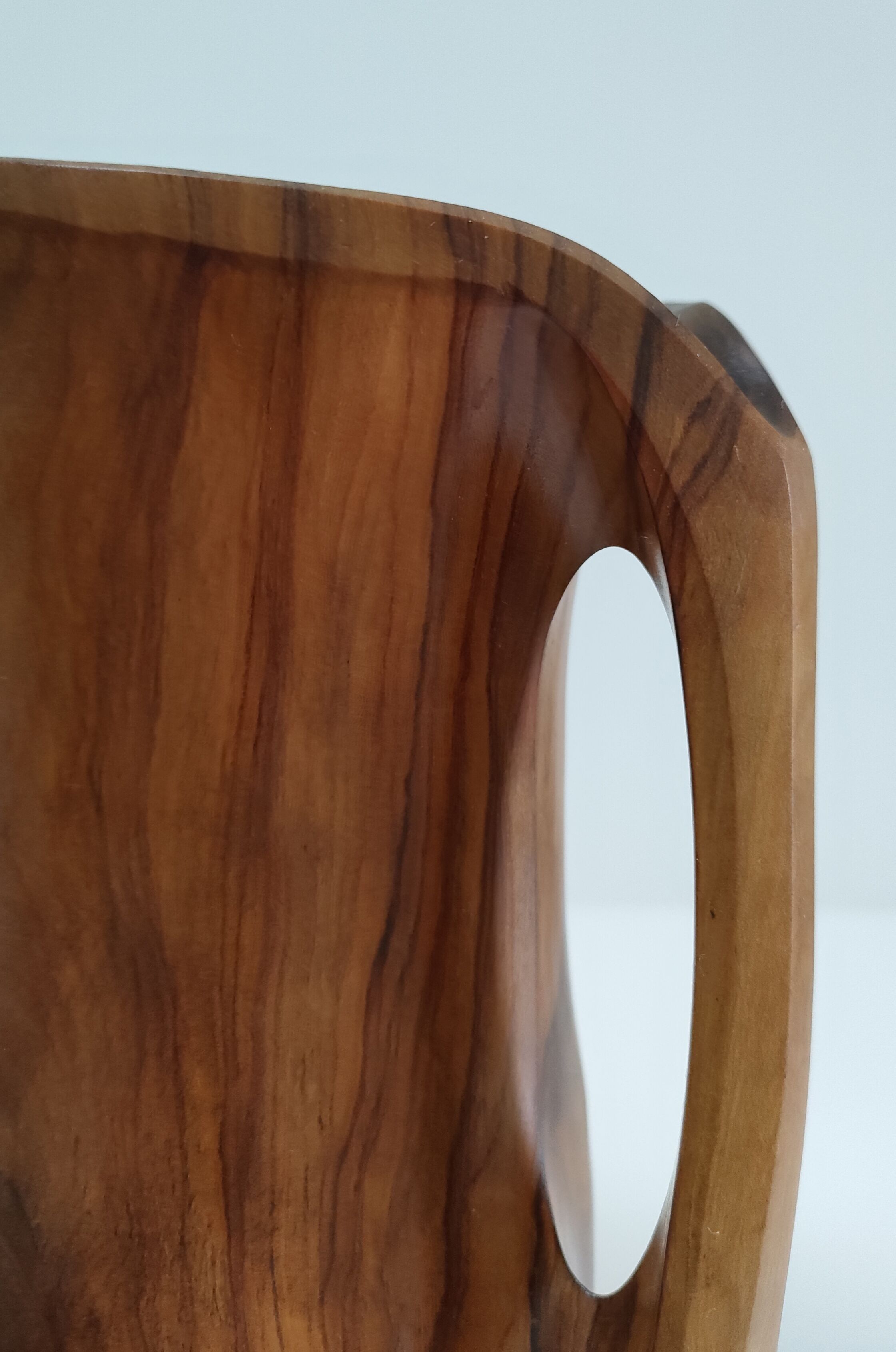 Sculptural pitcher olive wood design 60s