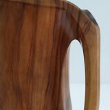 Sculptural pitcher olive wood design 60s
