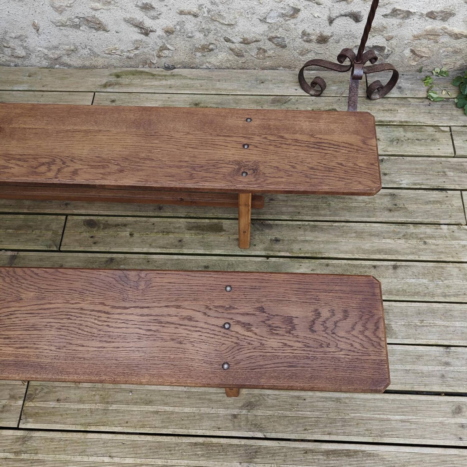 Pair of oak benches