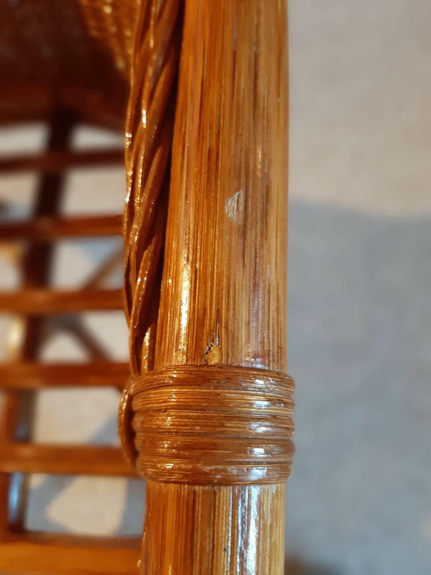 Set of 2 armchairs in adult varnished woven rattan