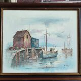 Antique oil painting by Naval A. Simpson.