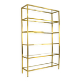 Hollywood Recency Brass and Crystal Shelving, France 70s