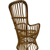 Ensemble de deux fauteuils en rotin du milieu du siècle par Bonacina 1950 Design