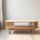 Oval bamboo coffee table - Japandi / Scandinavian design - 2 beige tops