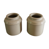 A lot 2 small pots varnished gray vintage