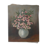 Oil painting on canvas still life bouquet of flowers bohemian countryside