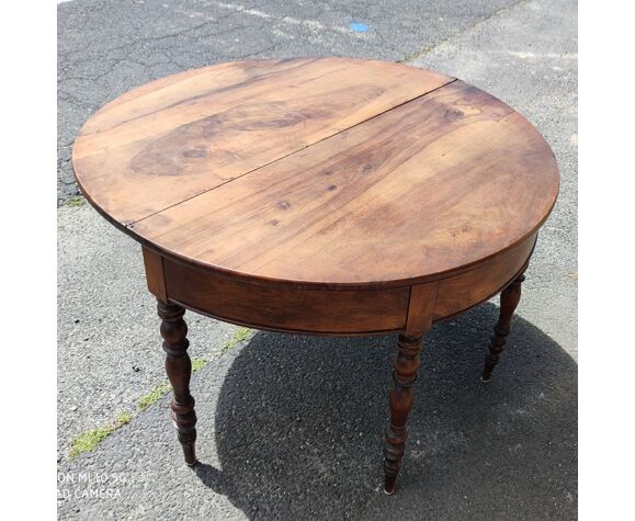 Half Moon Console Opening On A Solid Walnut Round Table Selency Half Moon Console Opening On A Solid, Round Opening Table