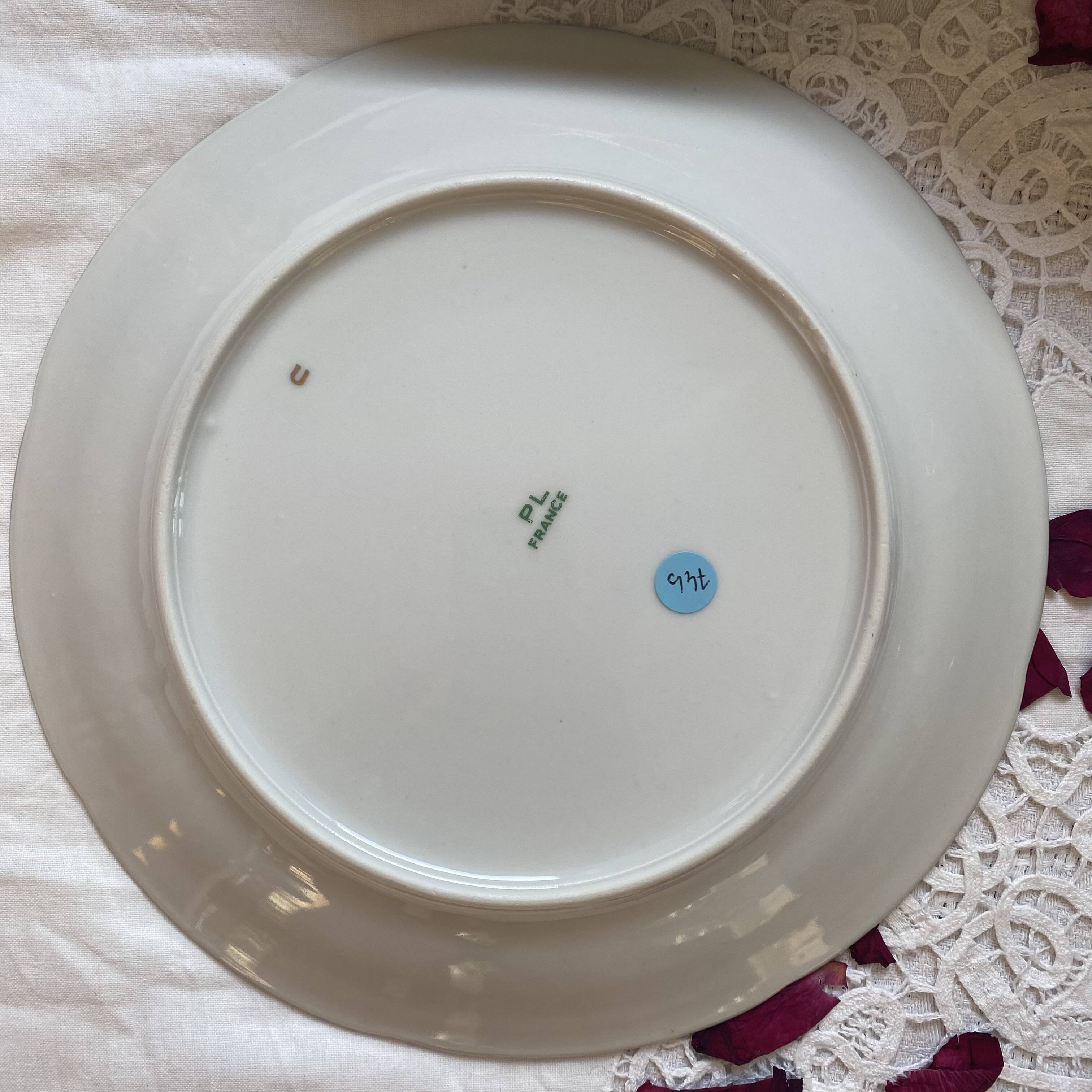 Set of 6 antique porcelain flat plates with gilding PL Limoges
