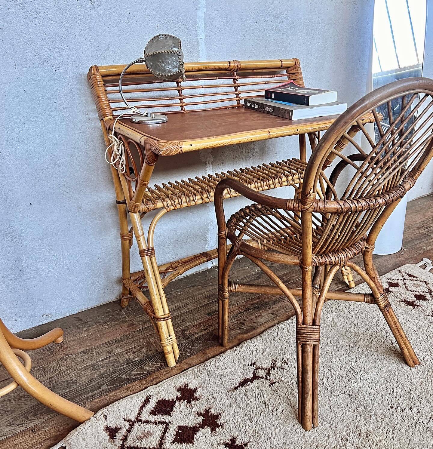 small desk, or serving trolley in bamboo, circa 1950/1960