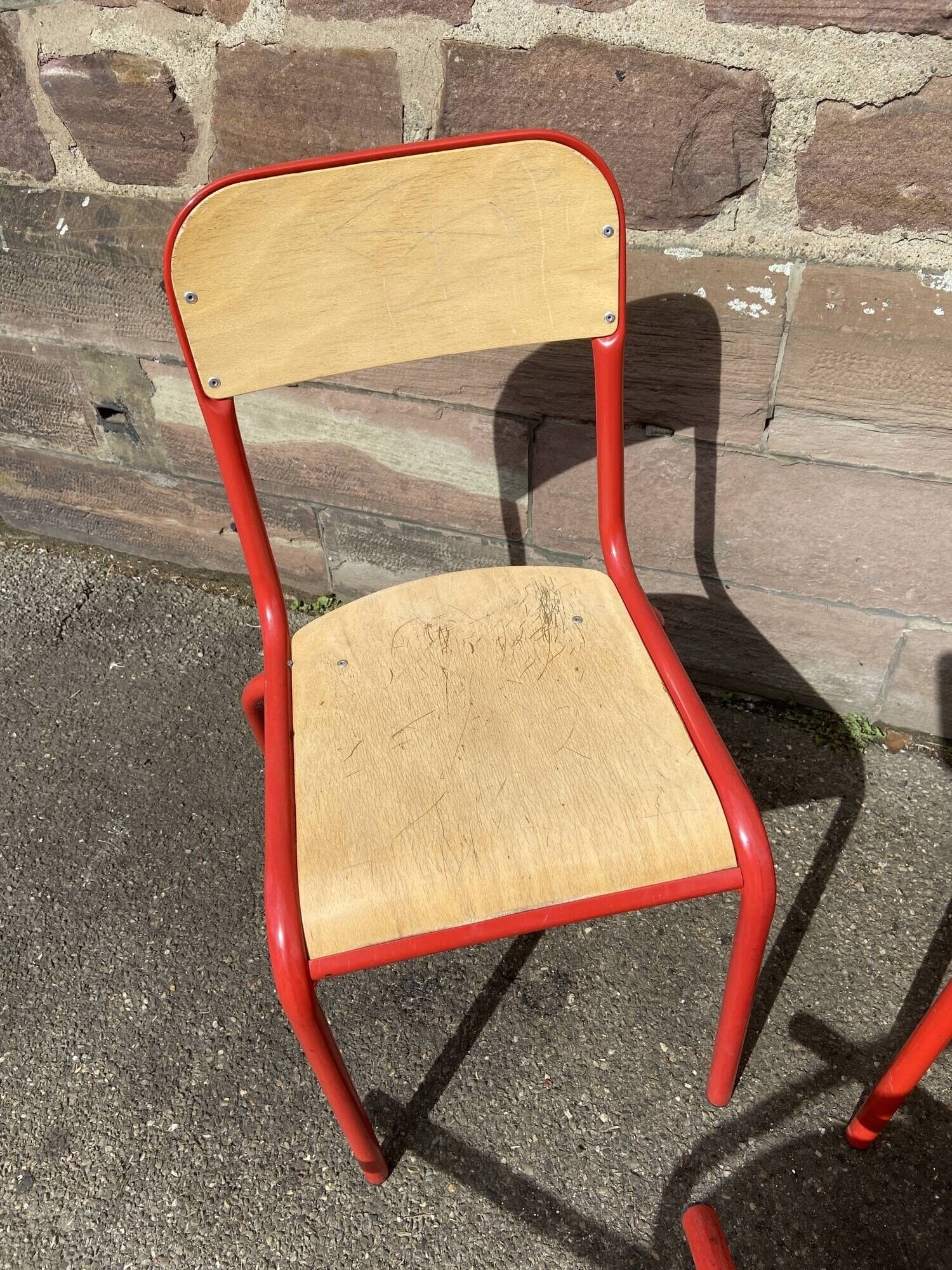 Set of 4 school chairs 70s