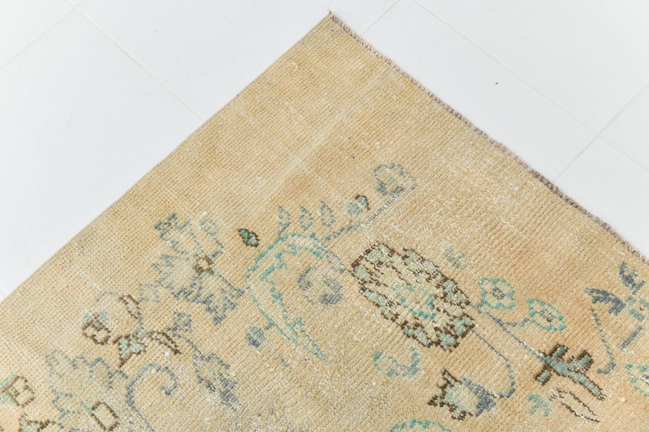 5x7 Peach Teal Green Distressed Turkish Rug, 158x227Cm SK 23057