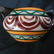 Art deco coffee service in St. Jean de Bretagne earthenware, hand painted (15 pieces)