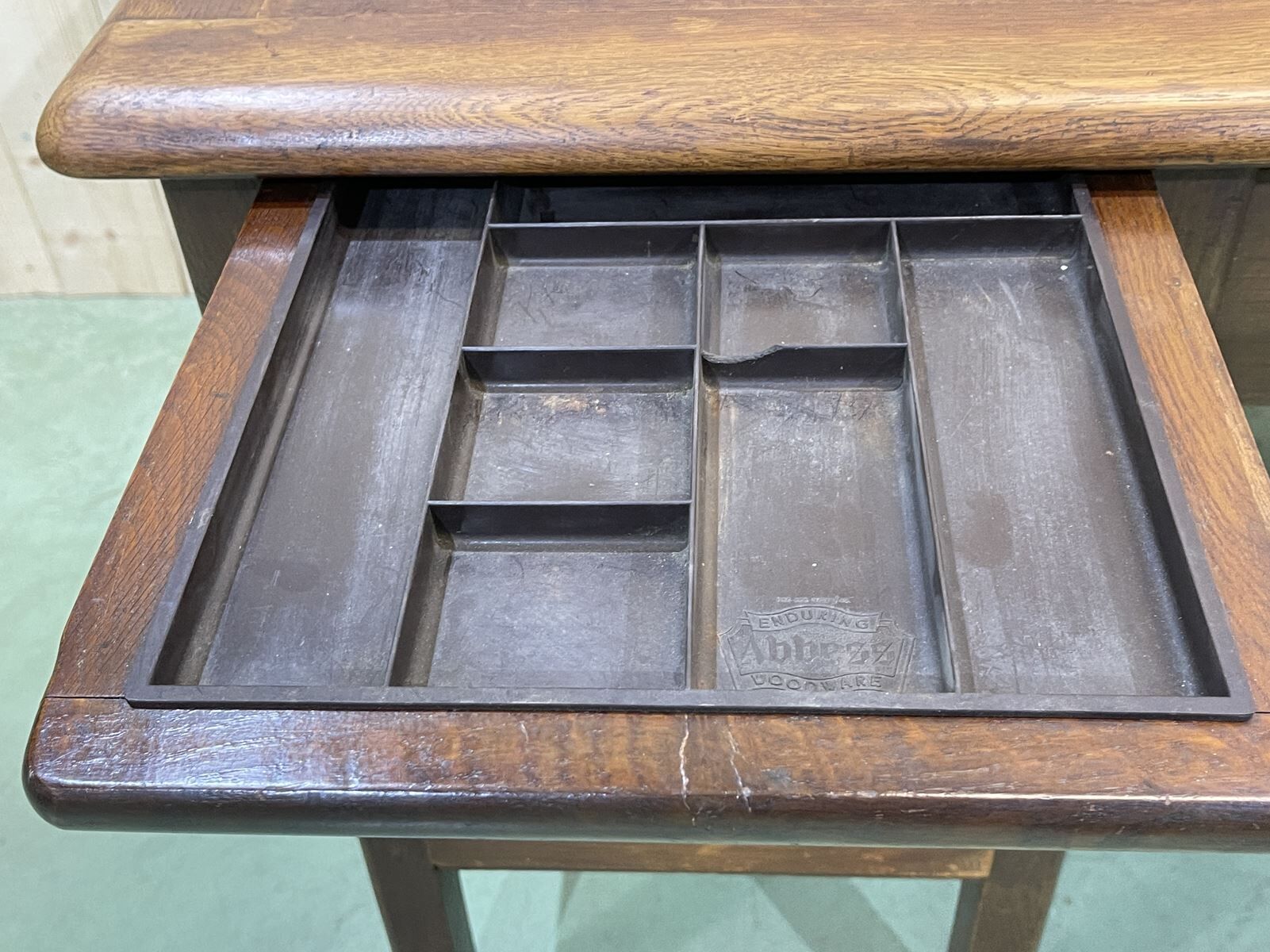 60s English flat desk in oak