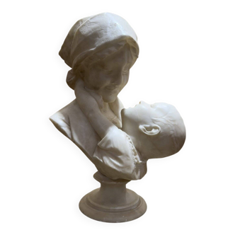 Italian marble bust of a woman/mother with her child