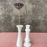 White opaline candle holder