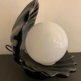 Black ceramic shell lamp and white opaline