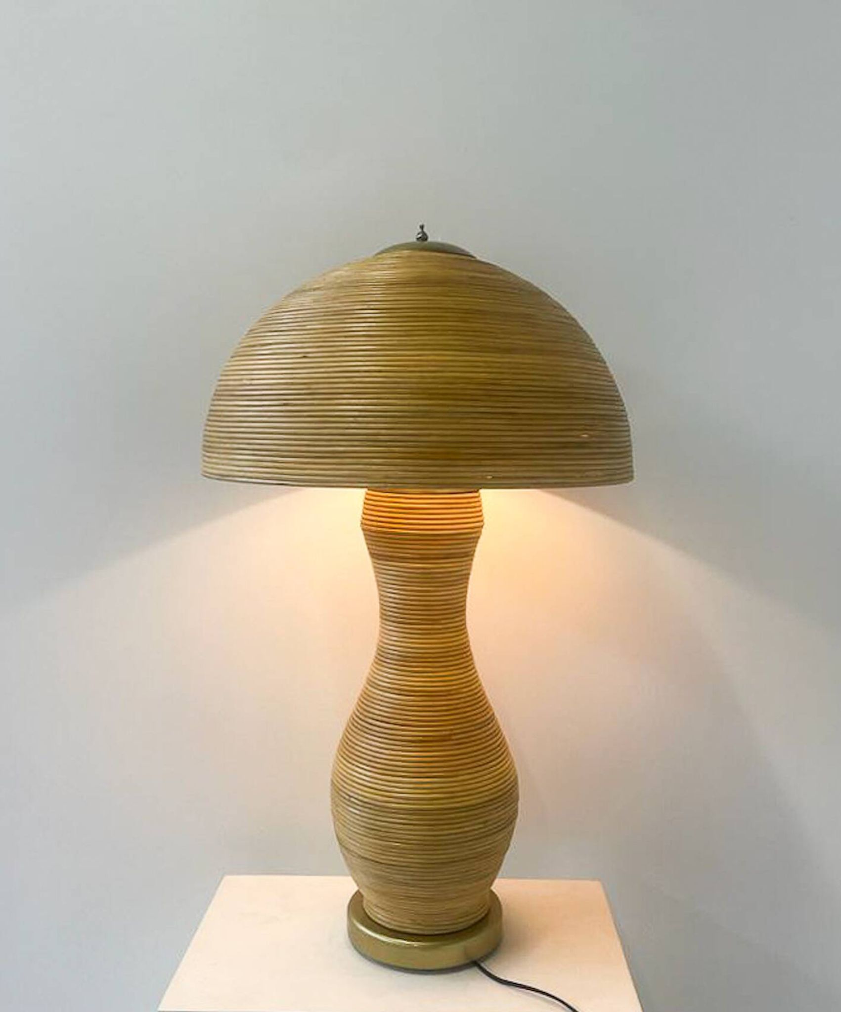 Lampe à poser contemporaine en bambou