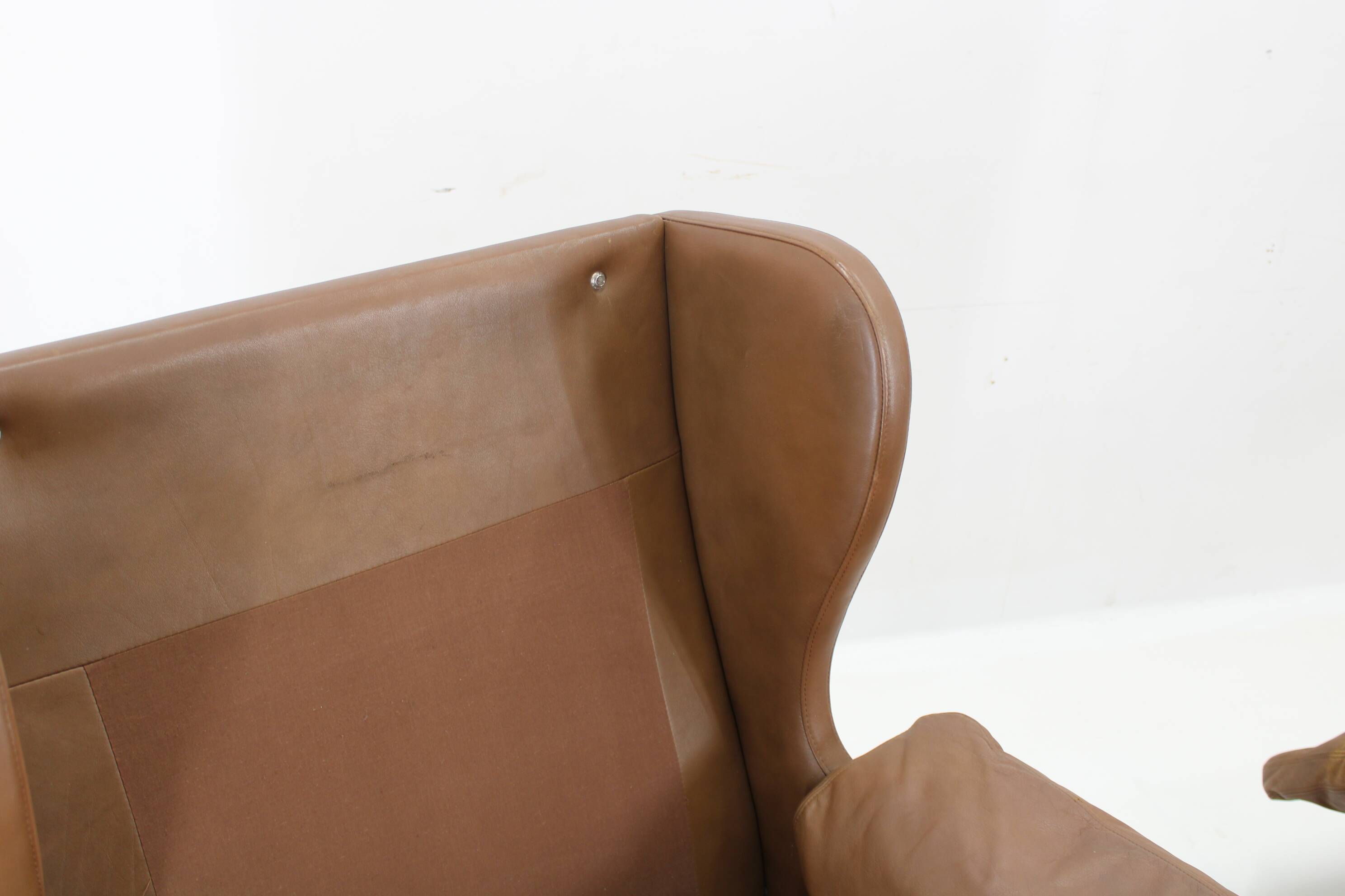 1970s Pair of Brown Leather Armchairs, Denmark
