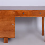 Czech Art Deco Oak Writing Desk Made in the 1930s, Restored
