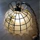 Mother-of-pearl and brass pendant light, vintage light fixture, 1950s