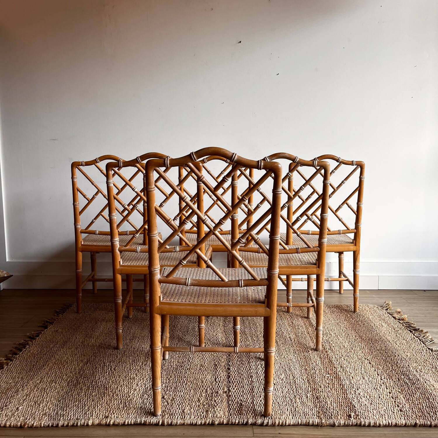 6 ‘Faux Bamboo’ dining chairs vintage