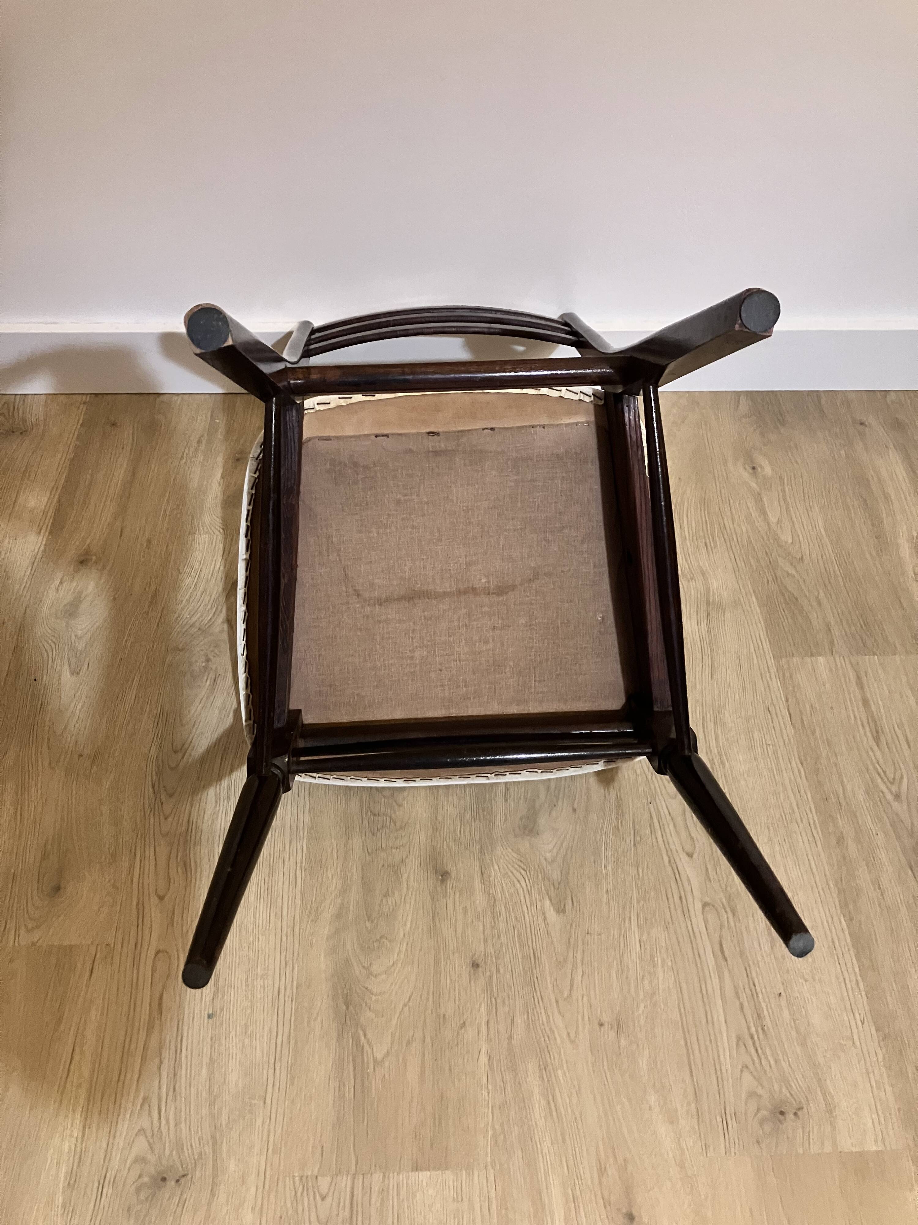 Lot de 5 chaises bois et Skaï blanc