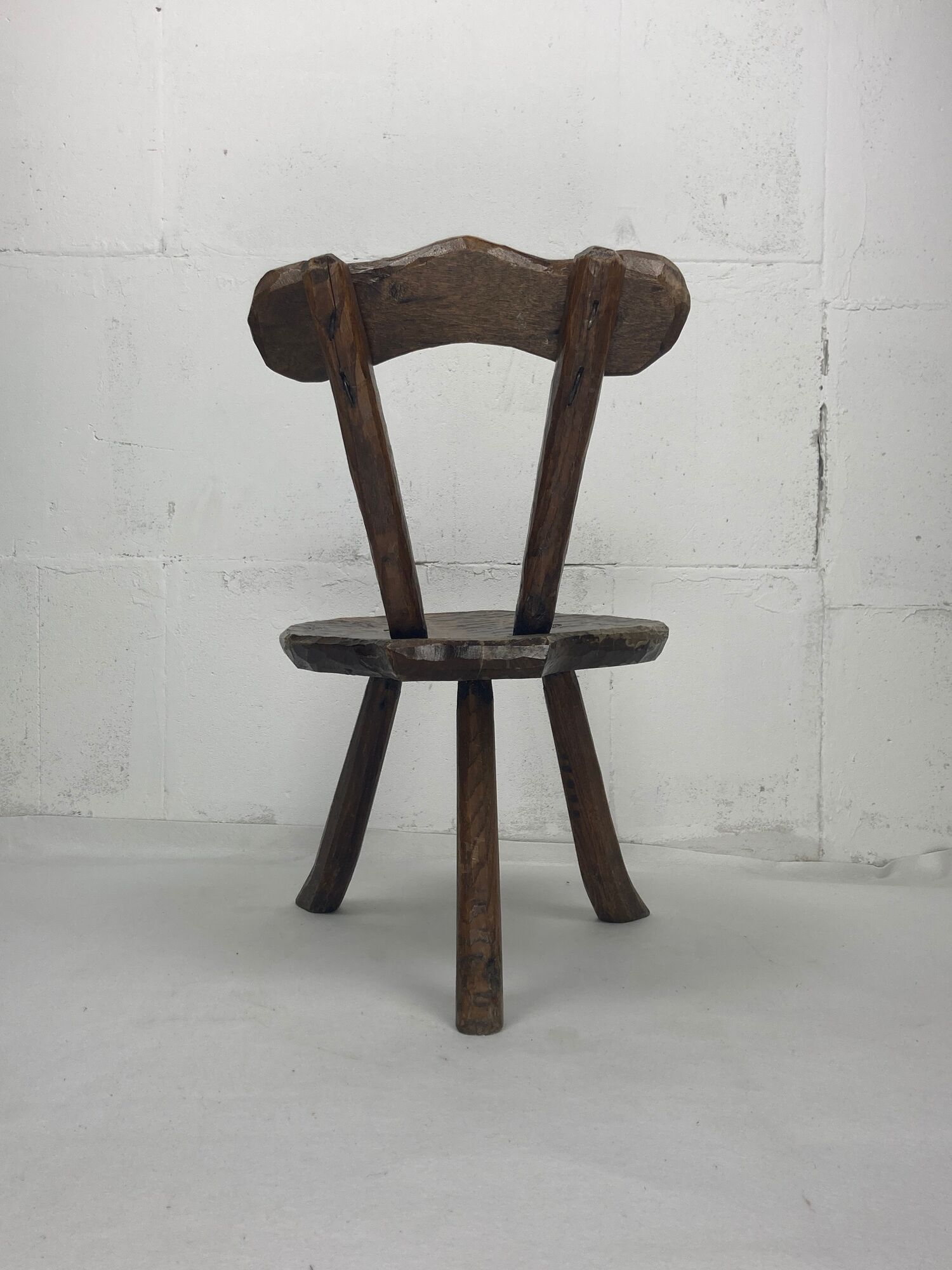 Brutalist Wabi Sabi milking chair, France ca 1950