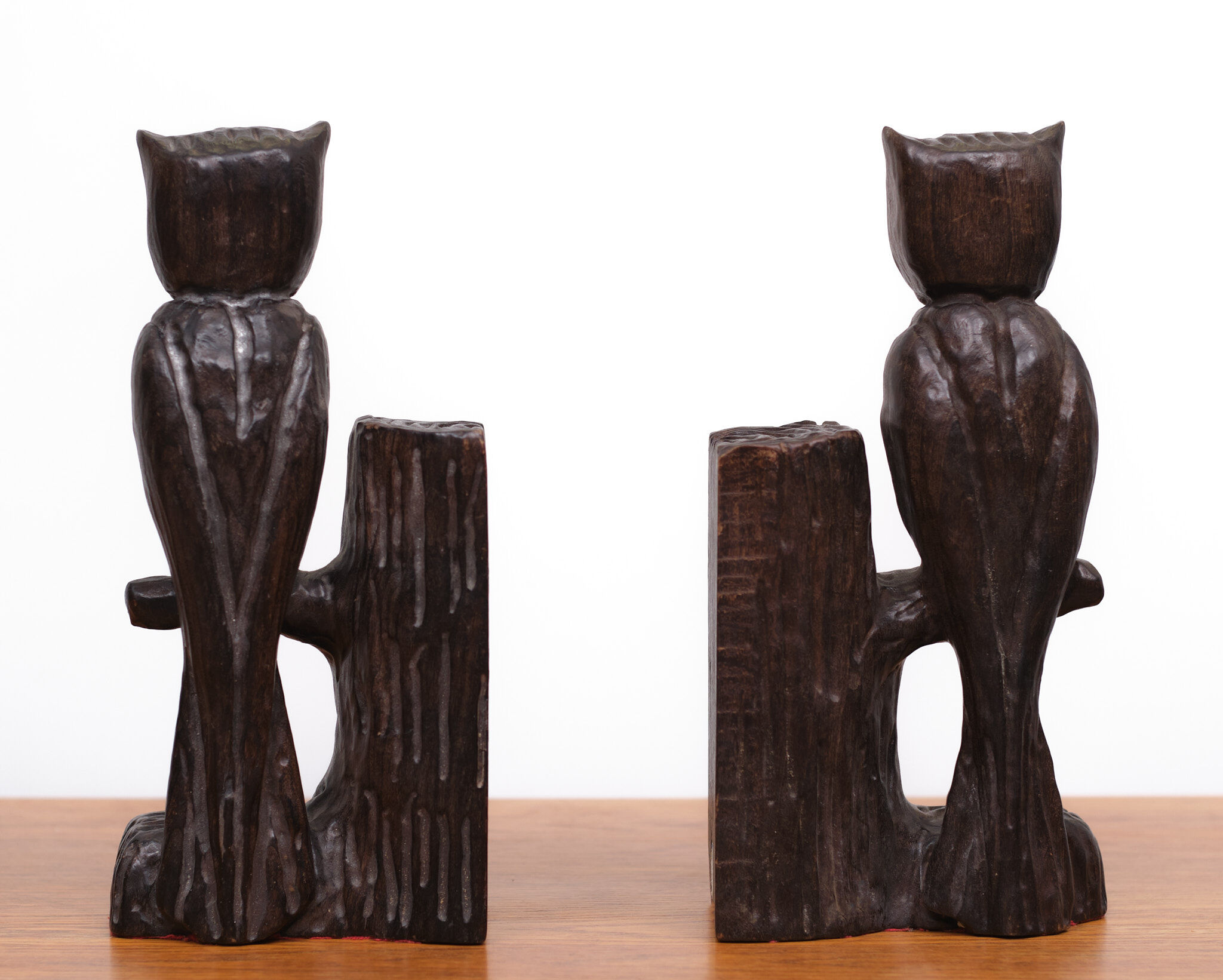 Vintage Owl Bookends Wood Spain, 1960s