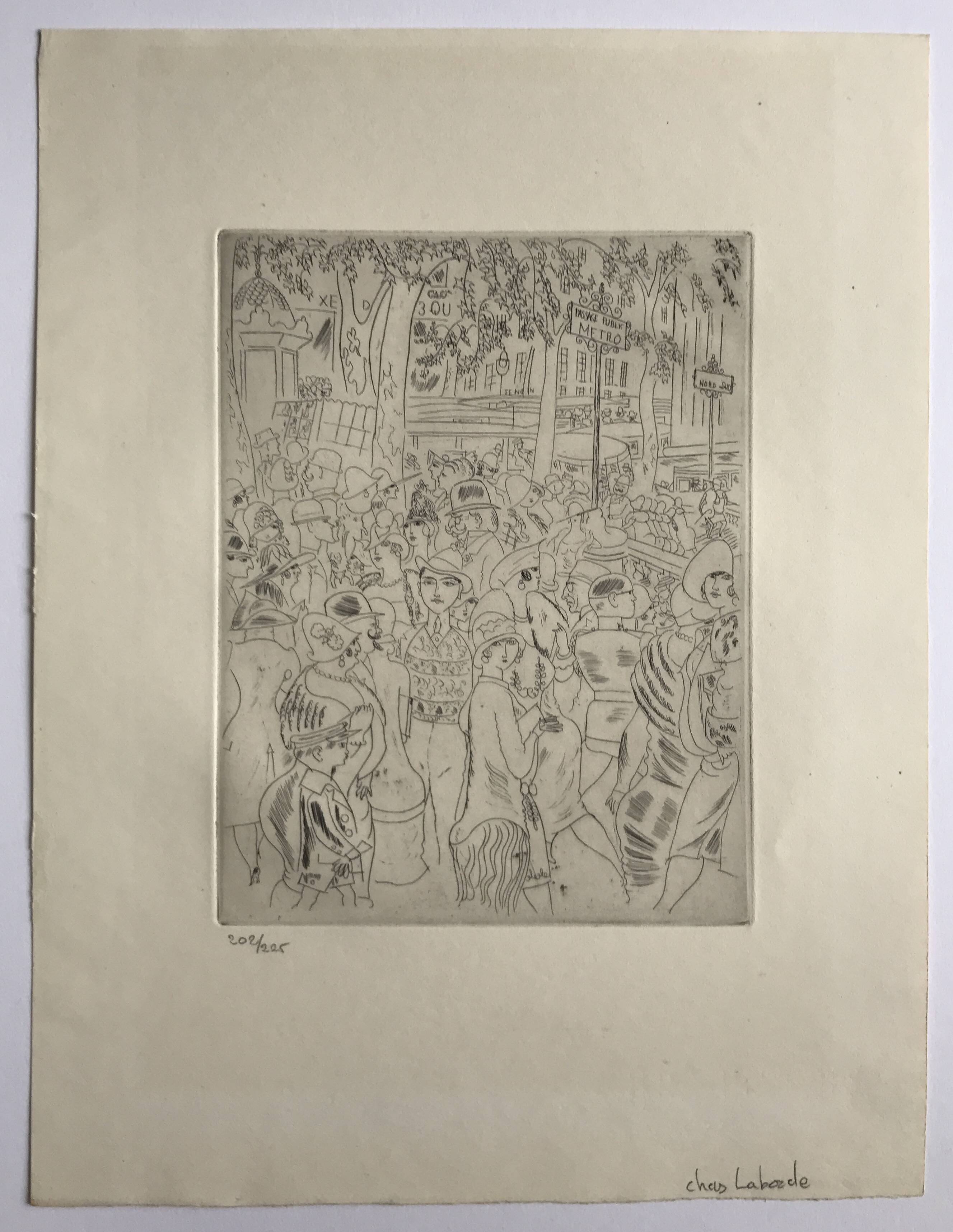 Chas-laborde boulevard des capucines (paris), 1927. original engraving