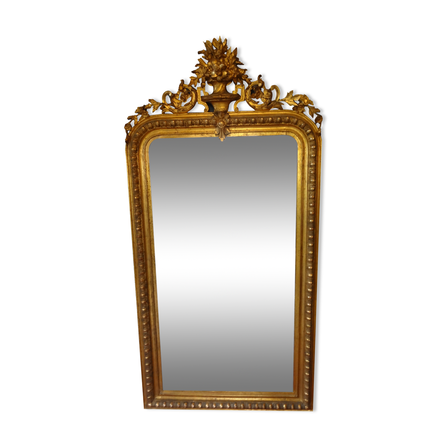 19th 10th gilded stuccoed wood mirror 90 x 180 cm