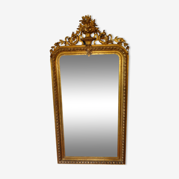 19th 10th gilded stuccoed wood mirror 90 x 180 cm