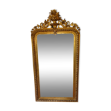 Miroir XIXème en bois stuqué doré 90 x 180 cm