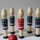 Vintage 1970s wooden soldier bowling set or bowling alley