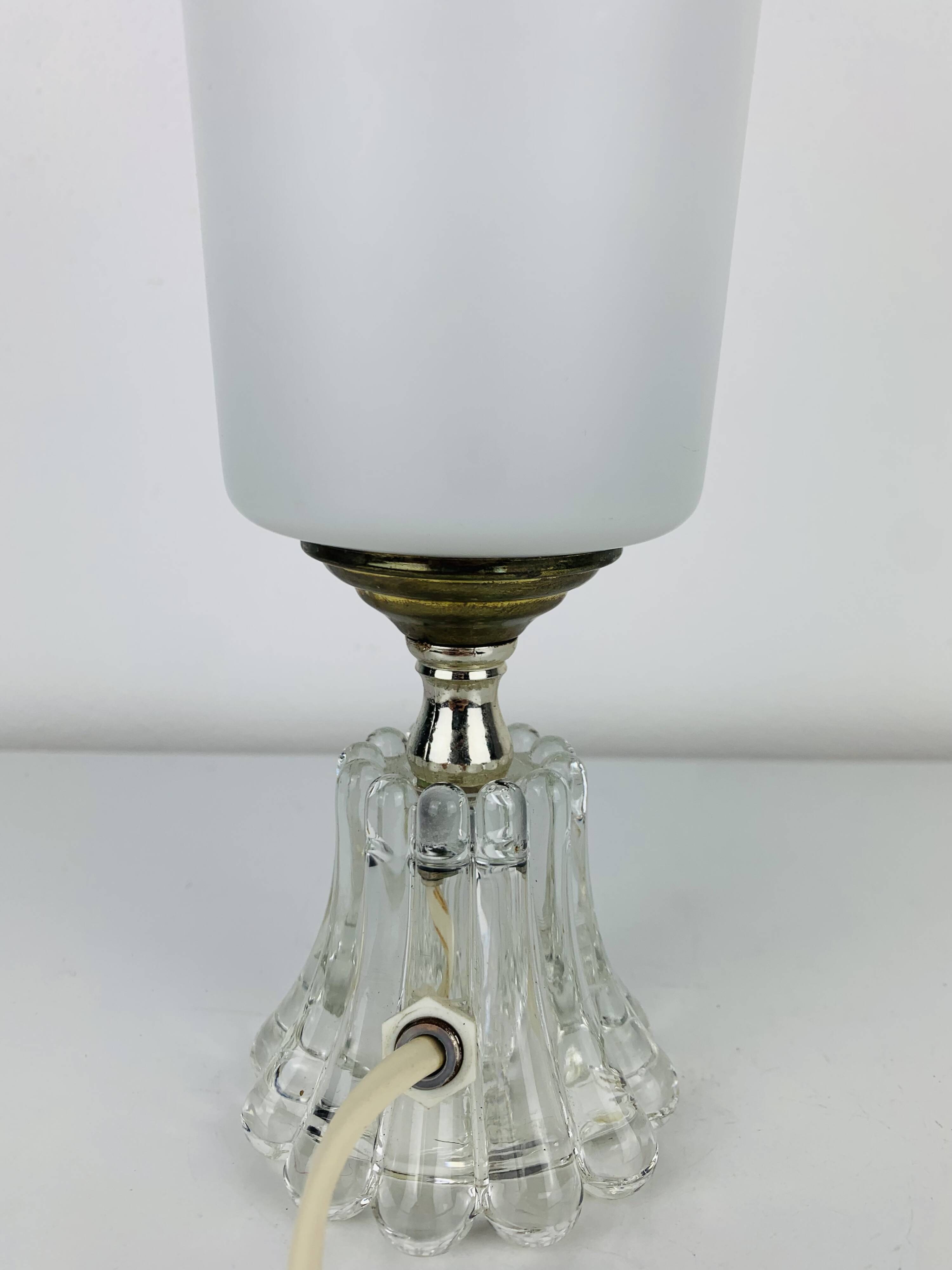 Opaline glass tulip lamp, 1950s, vintage
