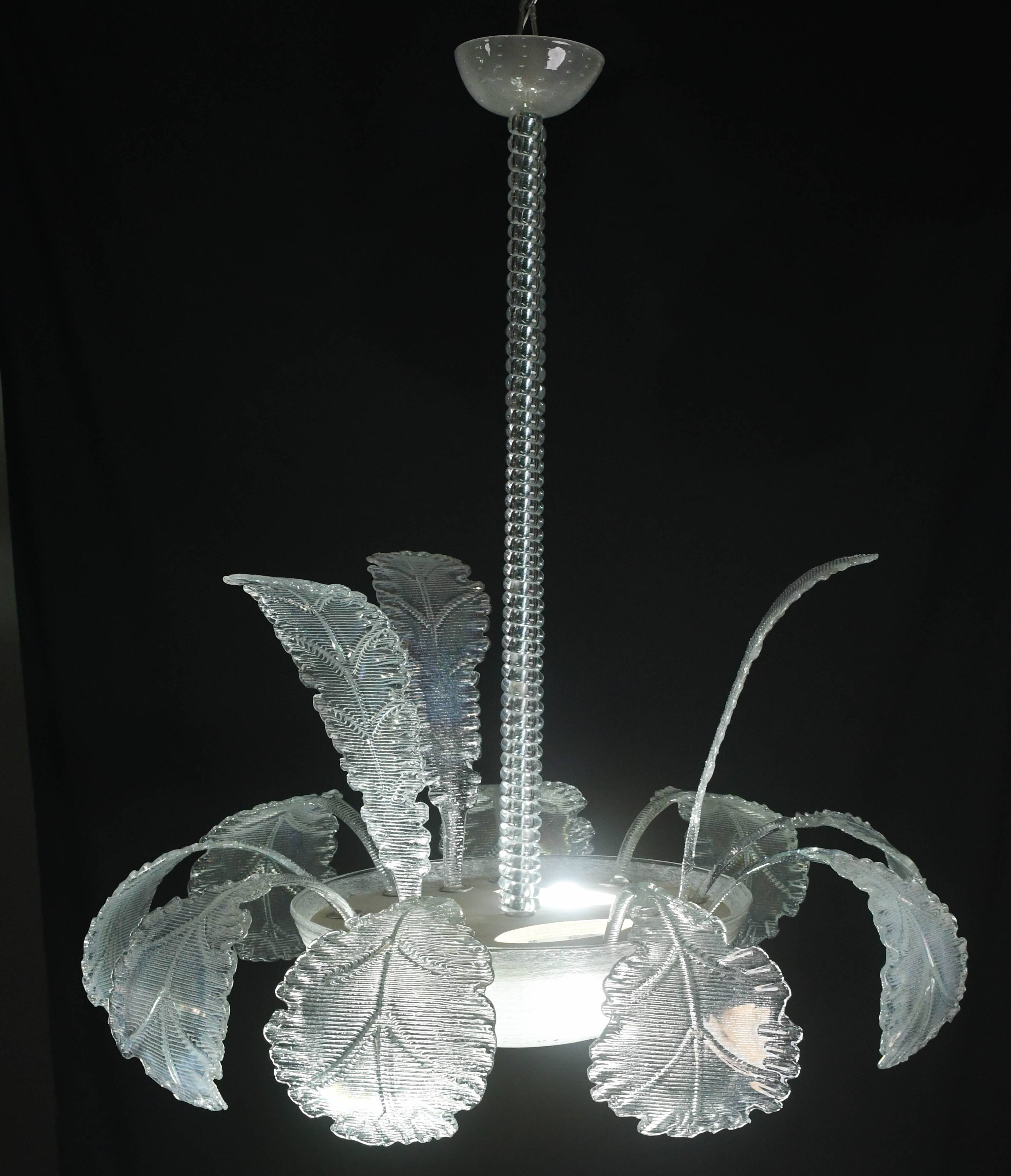 Luxury Barovier & Toso chandelier, Murano Pulegoso glass, 1950s