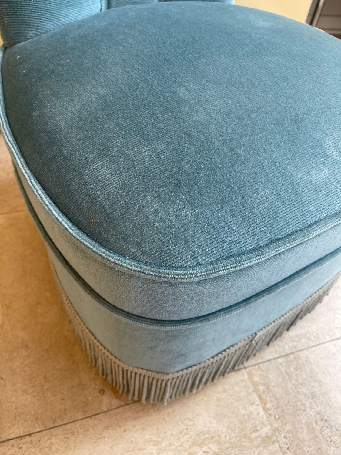 Vintage blue velvet armchair, 1950s-60s