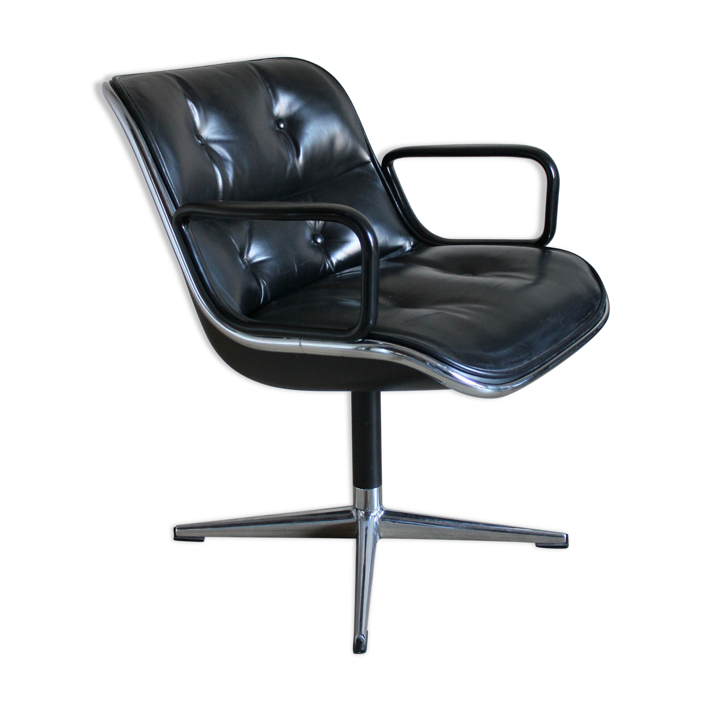 Fauteuil cuir de Charles Pollock 1970