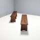 Ensemble de bancs artisanaux français en bois d'orme massif, 1960s